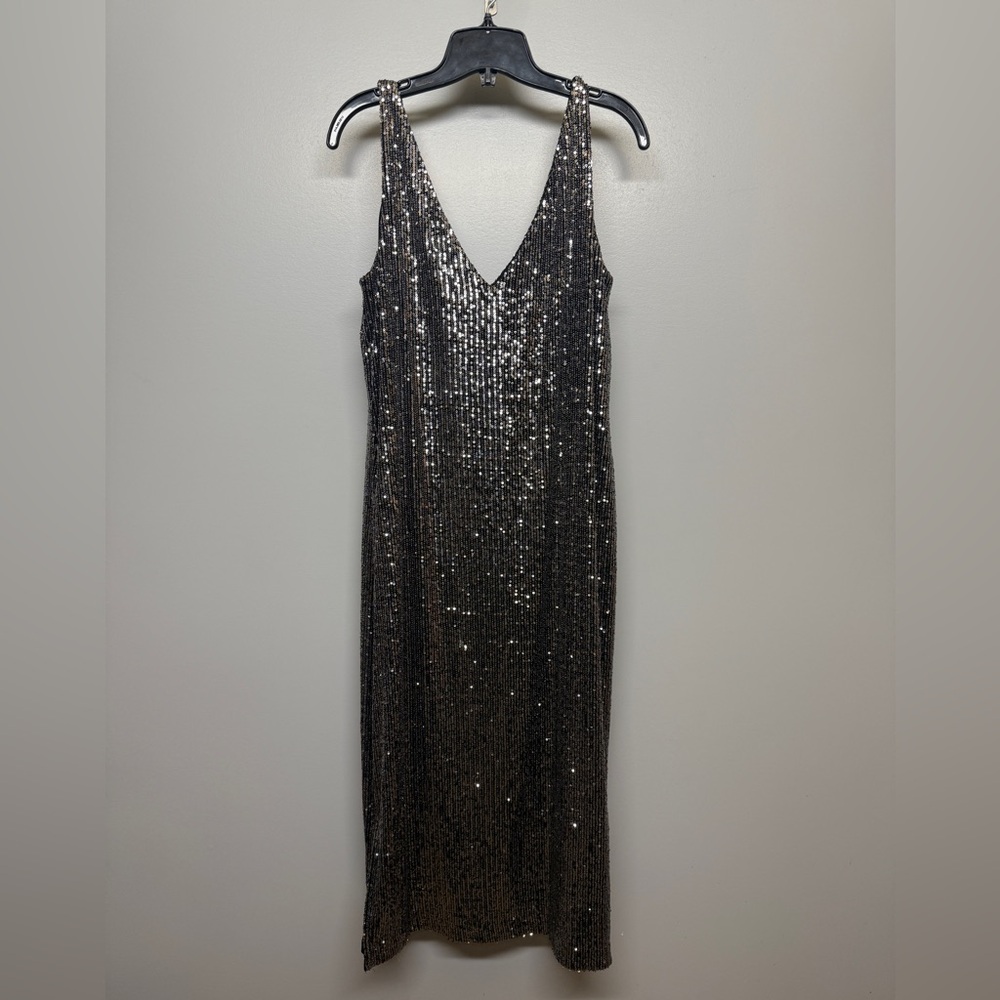 Mint Velvet Black Sequins Maxi Dress SIZE 14